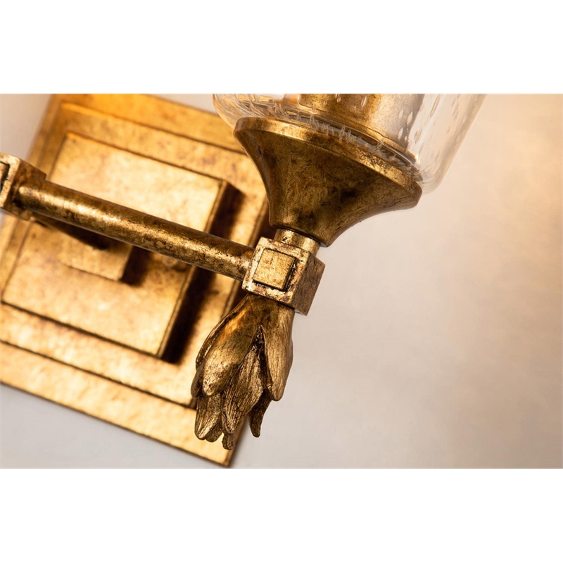Bowery Hill 2-light Flame-shaped Bath Vanity Light in Gold Leaf