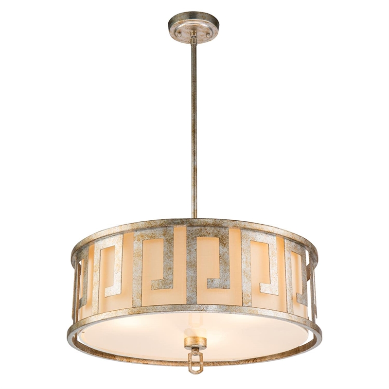 Bowery Hill 3-light Transitional Metal Large Pendant in Silver Leaf