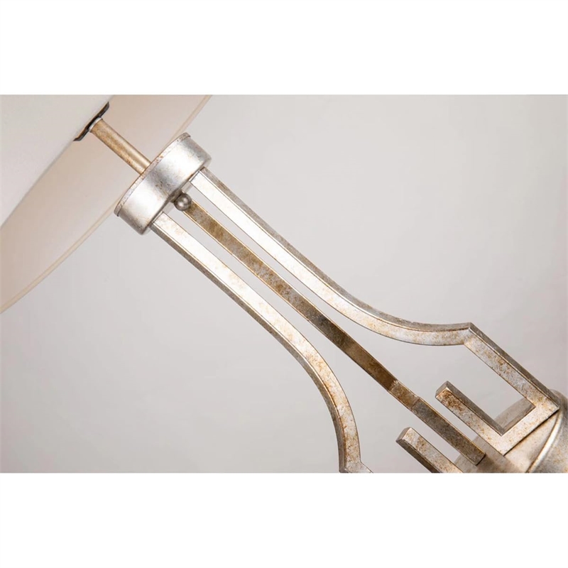 Bowery Hill Transitional Metal Buffet Lamp in Silver Leaf and White