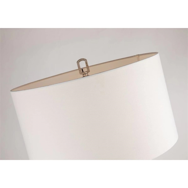 Bowery Hill Transitional Metal Buffet Lamp in Silver Leaf and White
