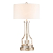 Bowery Hill Transitional Metal Buffet Lamp in Silver Leaf and White