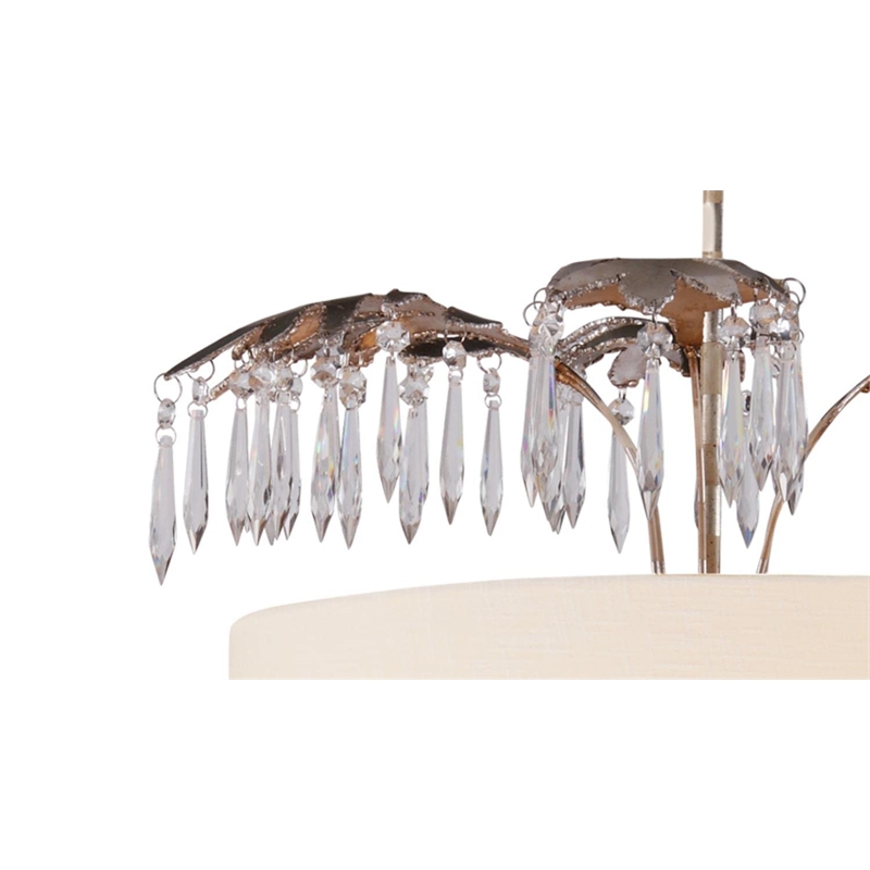 Bowery Hill 5-light Resin Pendant with Gold/Silver Accents in Creme