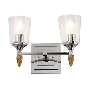 Bowery Hill 2-light Silver Flame-shaped Bath Vanity Light in Chrome