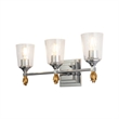 Bowery Hill 3-light Gold Flame-shaped Bath Vanity Light in Chrome