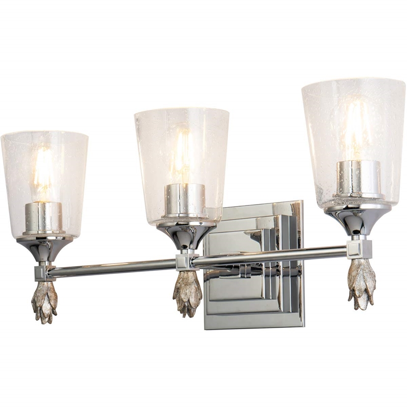 Bowery Hill 3-light Silver Flame-shaped Bath Vanity Light in Chrome