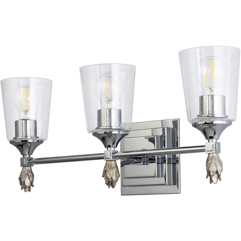 Bowery Hill 3-light Silver Flame-shaped Bath Vanity Light in Chrome