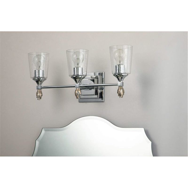 Bowery Hill 3-light Silver Flame-shaped Bath Vanity Light in Chrome