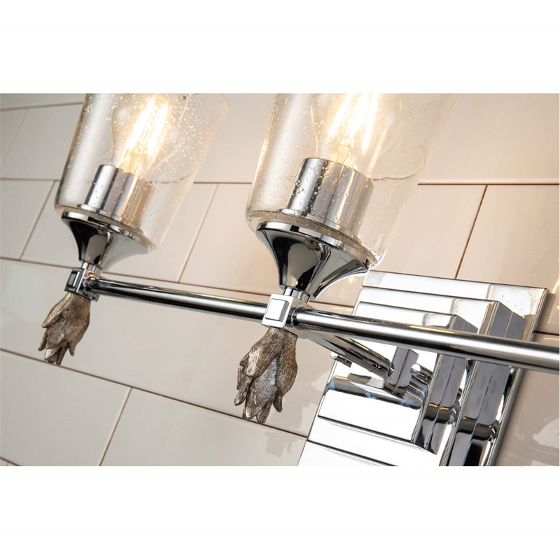 Bowery Hill 3-light Silver Flame-shaped Bath Vanity Light in Chrome