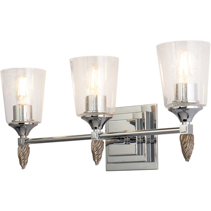 Bowery Hill 3-light Silver Acorn-shaped Bath Vanity Light in Chrome