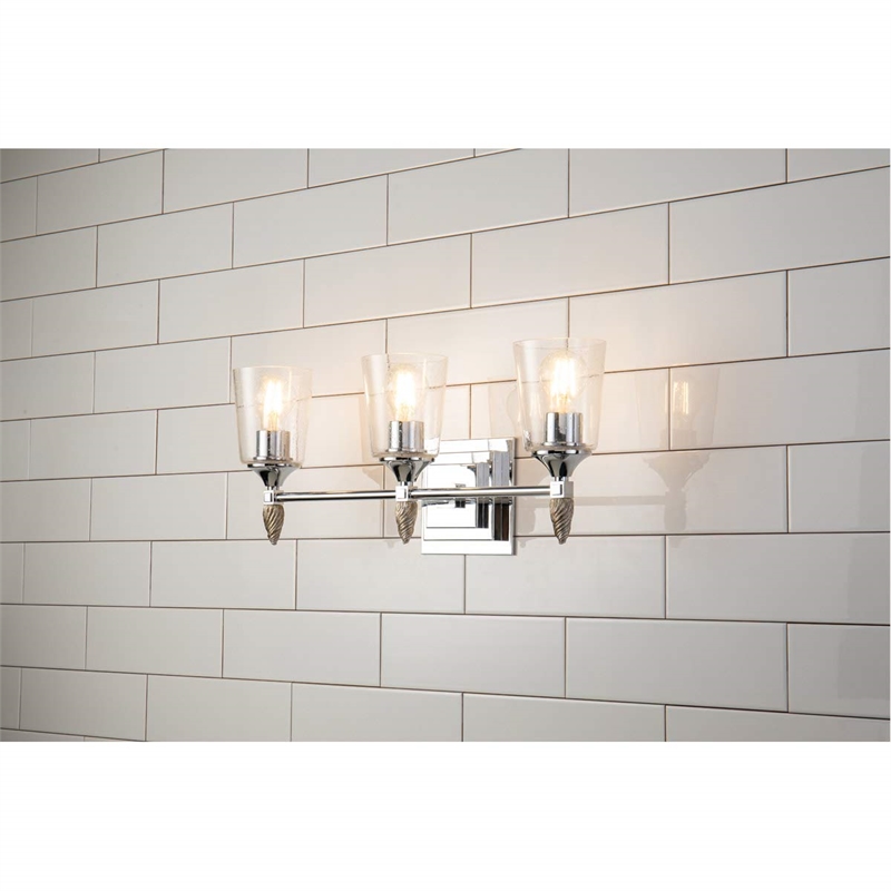 Bowery Hill 3-light Silver Acorn-shaped Bath Vanity Light in Chrome