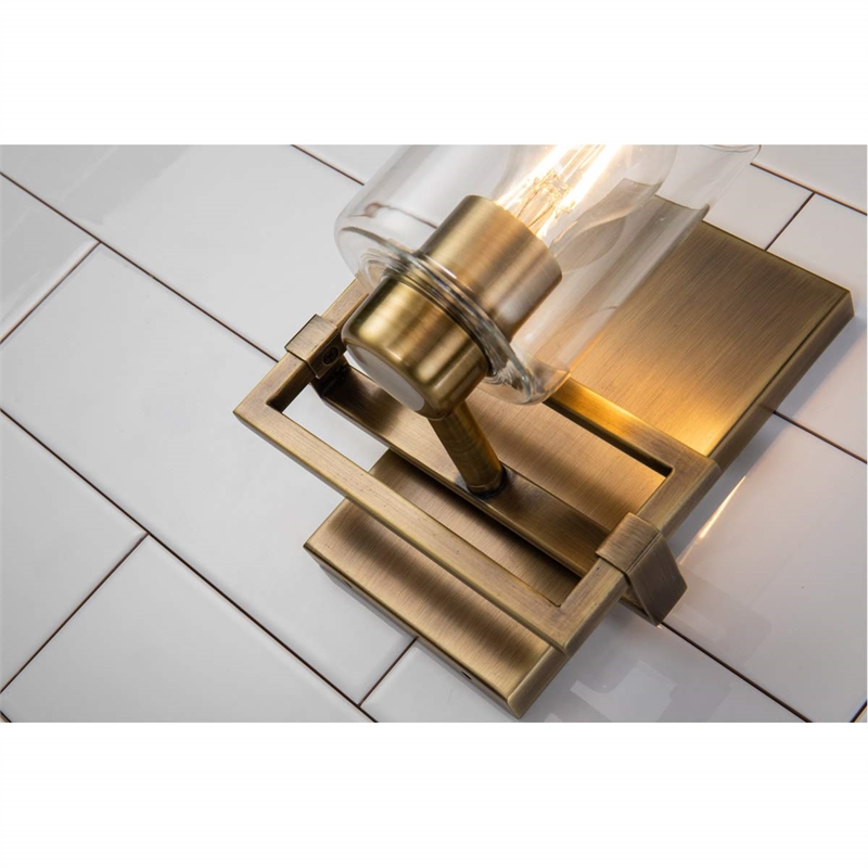 Bowery Hill Transitional 1-light Metal Bath Vanity Light in Aged Brass