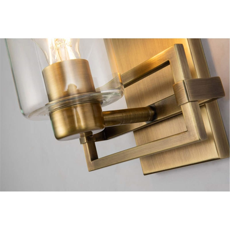 Bowery Hill Transitional 1-light Metal Bath Vanity Light in Aged Brass