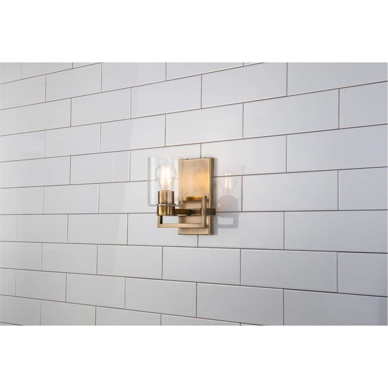Bowery Hill Transitional 1-light Metal Bath Vanity Light in Aged Brass