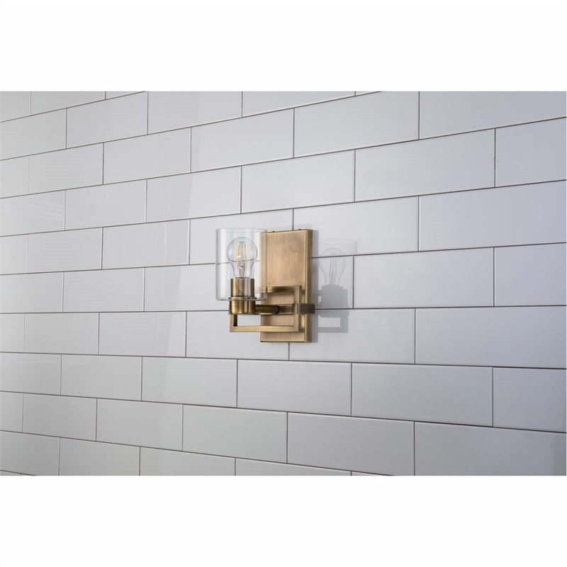 Bowery Hill Transitional 1-light Metal Bath Vanity Light in Aged Brass