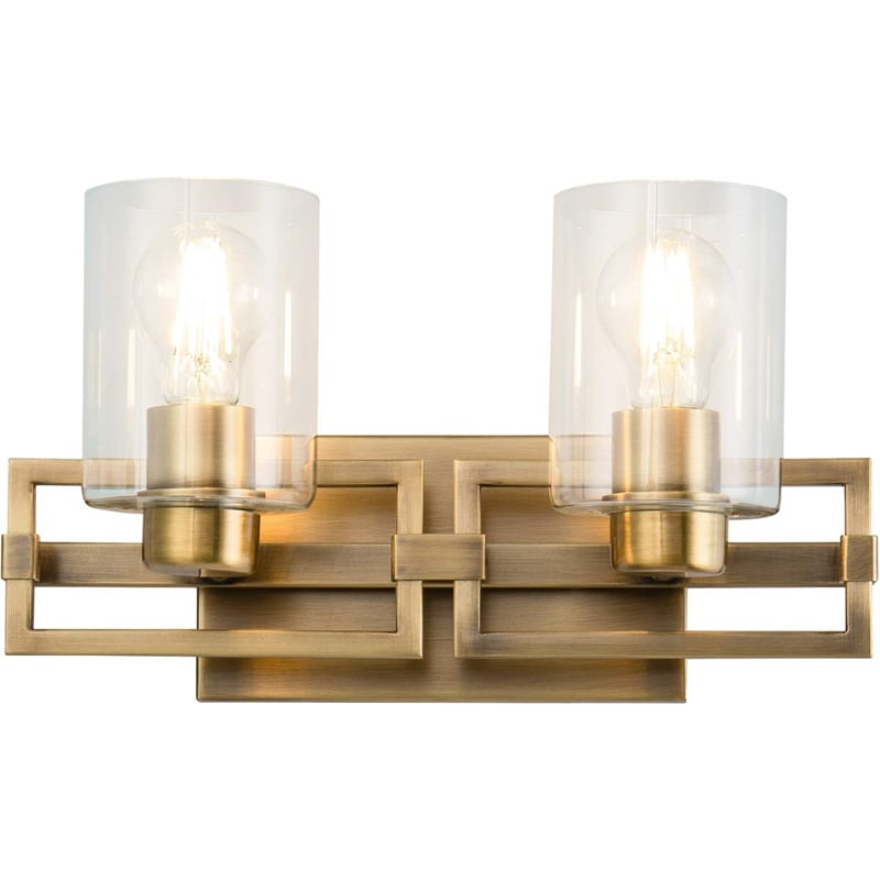 Bowery Hill Transitional 2-light Metal Bath Vanity Light in Aged Brass
