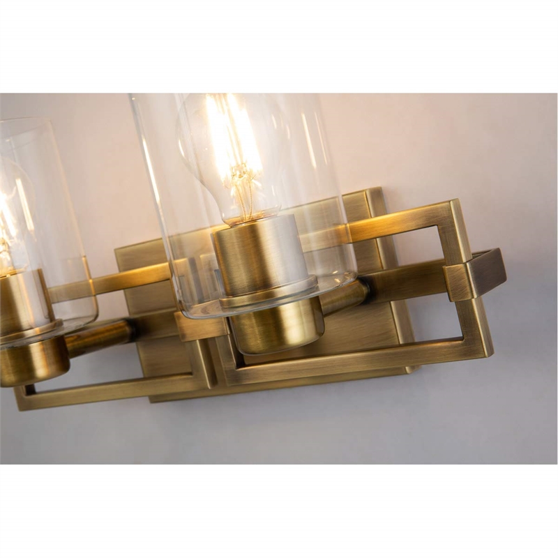 Bowery Hill Transitional 2-light Metal Bath Vanity Light in Aged Brass