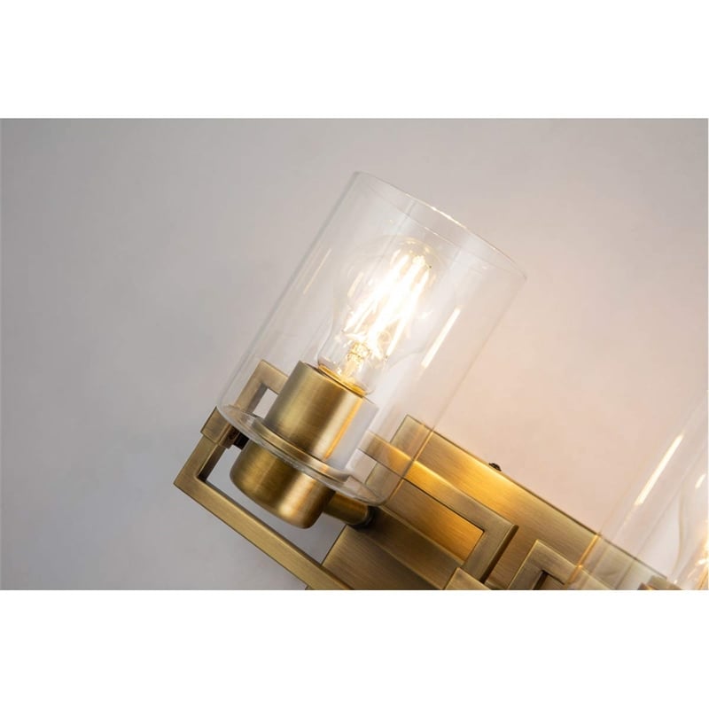 Bowery Hill Transitional 2-light Metal Bath Vanity Light in Aged Brass