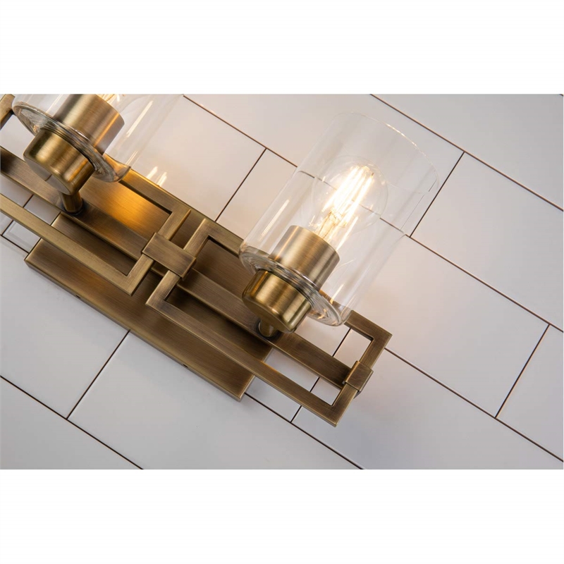 Bowery Hill Transitional 2-light Metal Bath Vanity Light in Aged Brass