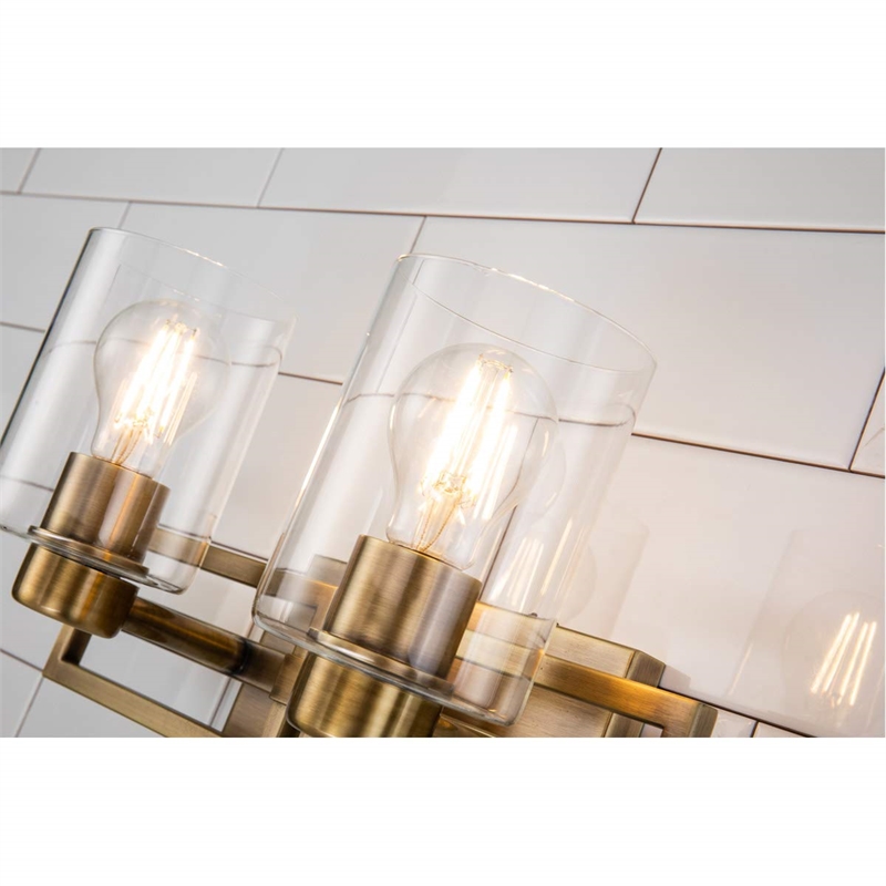 Bowery Hill Transitional 2-light Metal Bath Vanity Light in Aged Brass