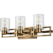 Bowery Hill Transitional 3-light Metal Bath Vanity Light in Aged Brass