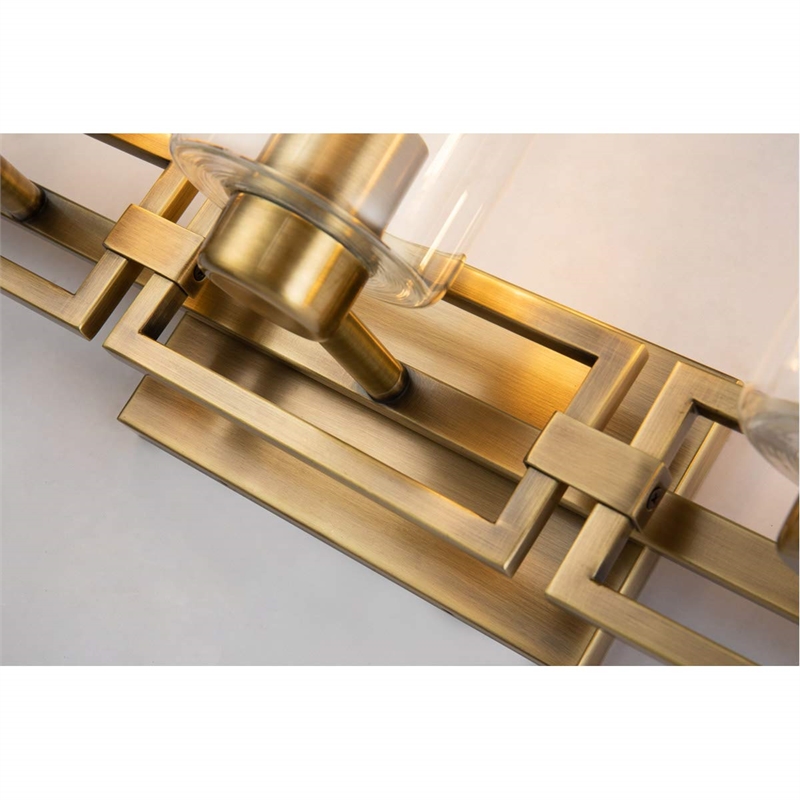 Bowery Hill Transitional 3-light Metal Bath Vanity Light in Aged Brass
