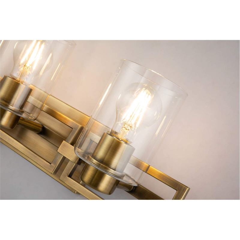 Bowery Hill Transitional 3-light Metal Bath Vanity Light in Aged Brass