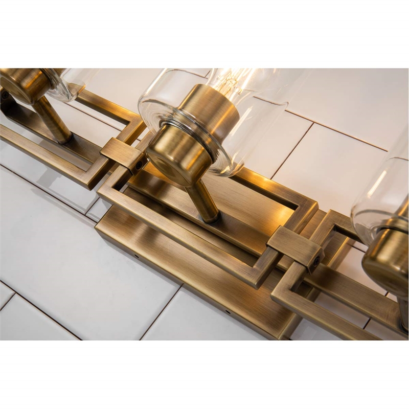 Bowery Hill Transitional 3-light Metal Bath Vanity Light in Aged Brass