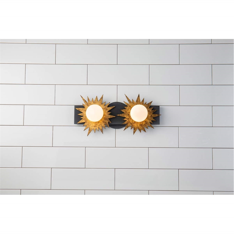 Bowery Hill 2-light Metal Bath Vanity Light in Gold/Weathered Zinc