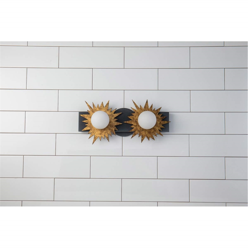 Bowery Hill 2-light Metal Bath Vanity Light in Gold/Weathered Zinc