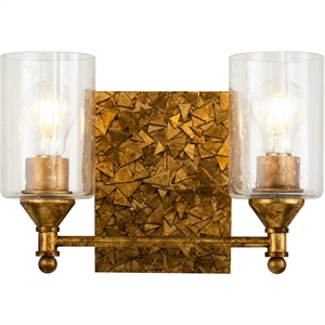 Bowery Hill Transitional 2-light Metal Bath Vanity Light in Antique Gold