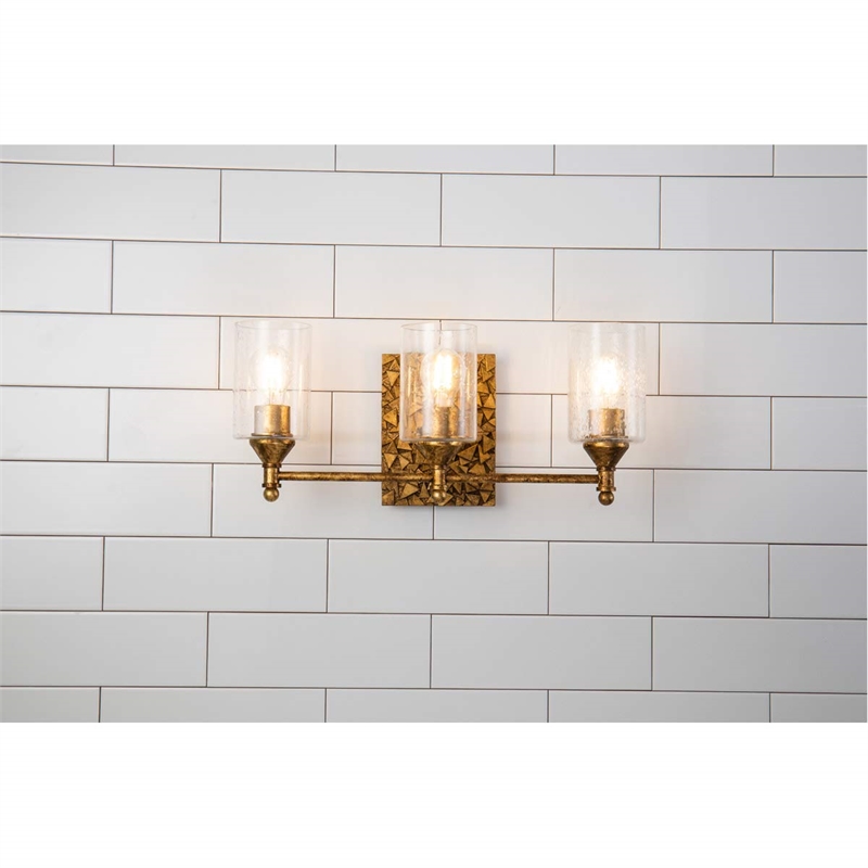 Bowery Hill Transitional 3-light Metal Bath Vanity Light in Antique Gold