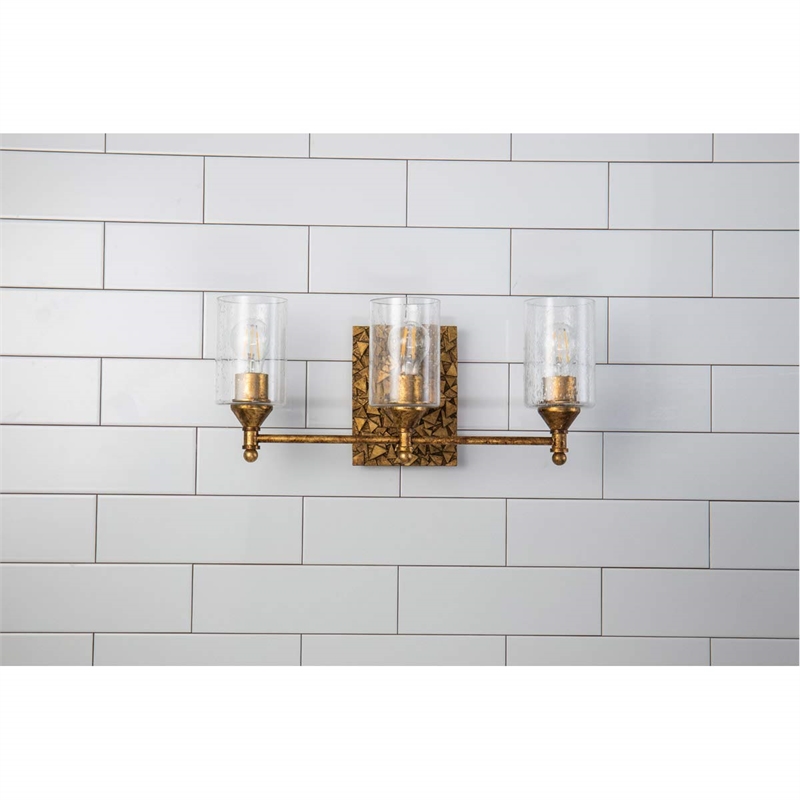 Bowery Hill Transitional 3-light Metal Bath Vanity Light in Antique Gold