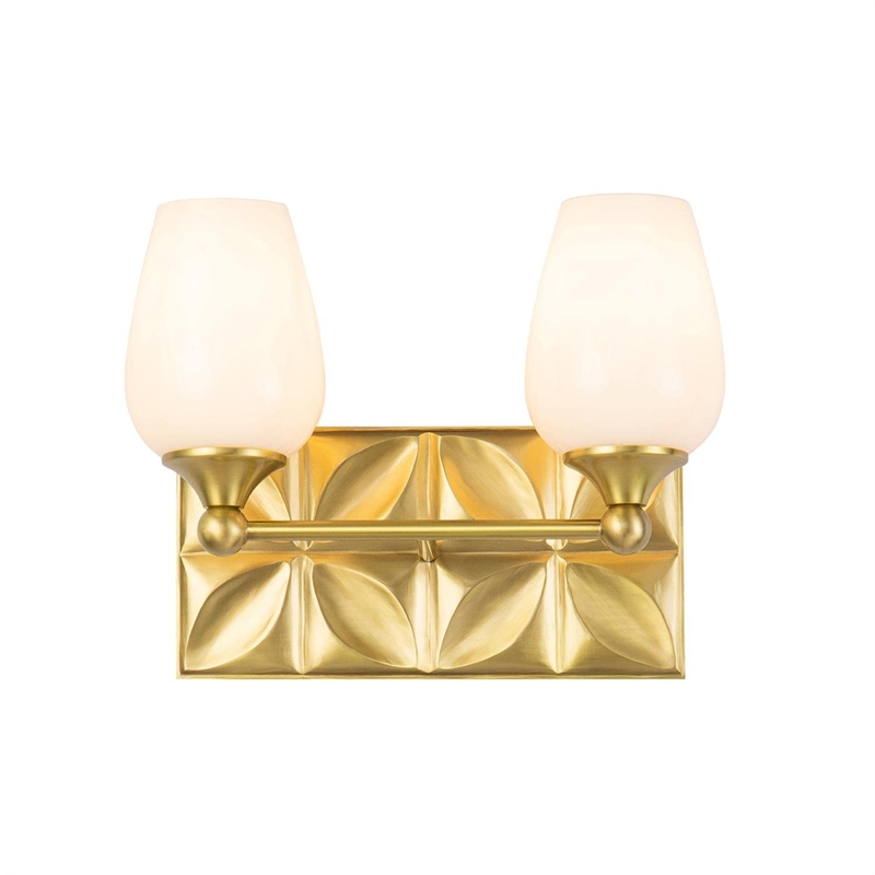 Bowery Hill Transitional 2-light Metal Bath Vanity Light in Aged Brass