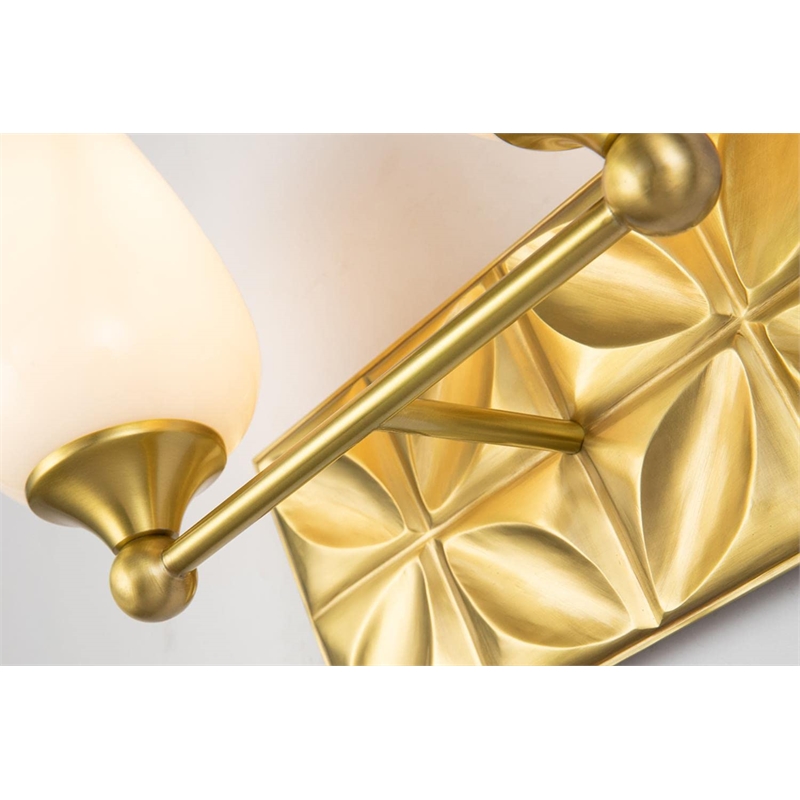 Bowery Hill Transitional 2-light Metal Bath Vanity Light in Aged Brass