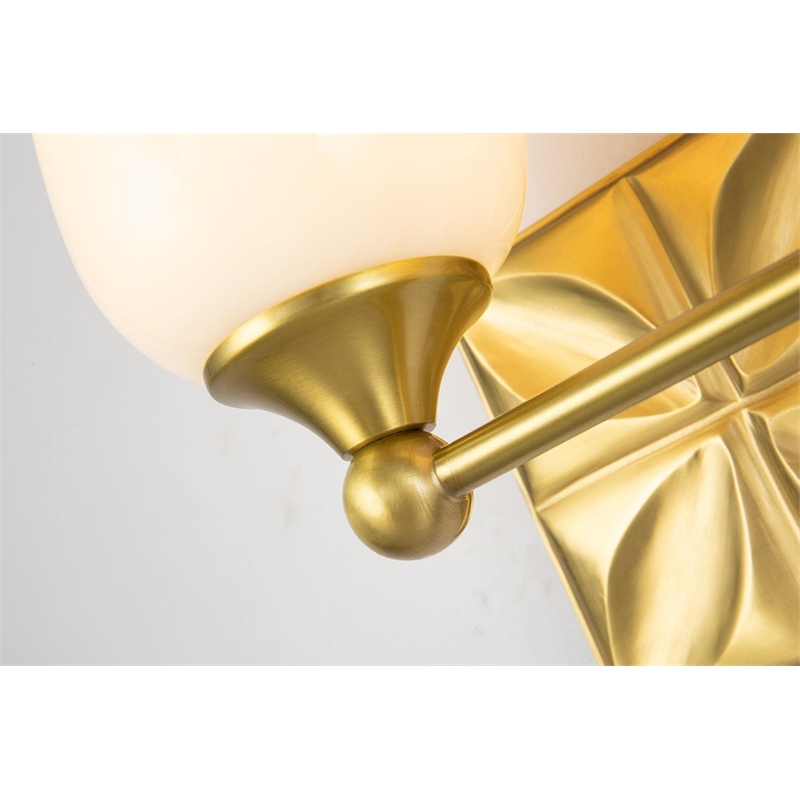 Bowery Hill Transitional 2-light Metal Bath Vanity Light in Aged Brass