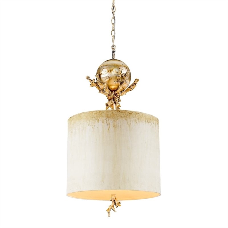 Bowery Hill Metal Pendant with Gold/Silver Accents in Putty Patina