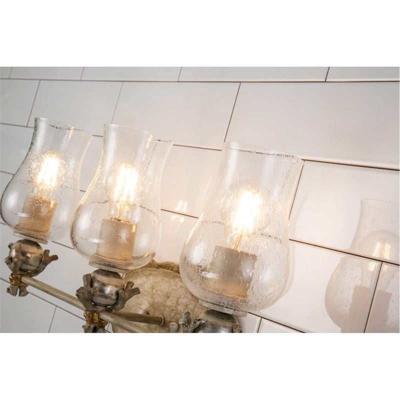 Bowery Hill 3-light Metal Bath Vanity Light in Neutral Cream/Silver