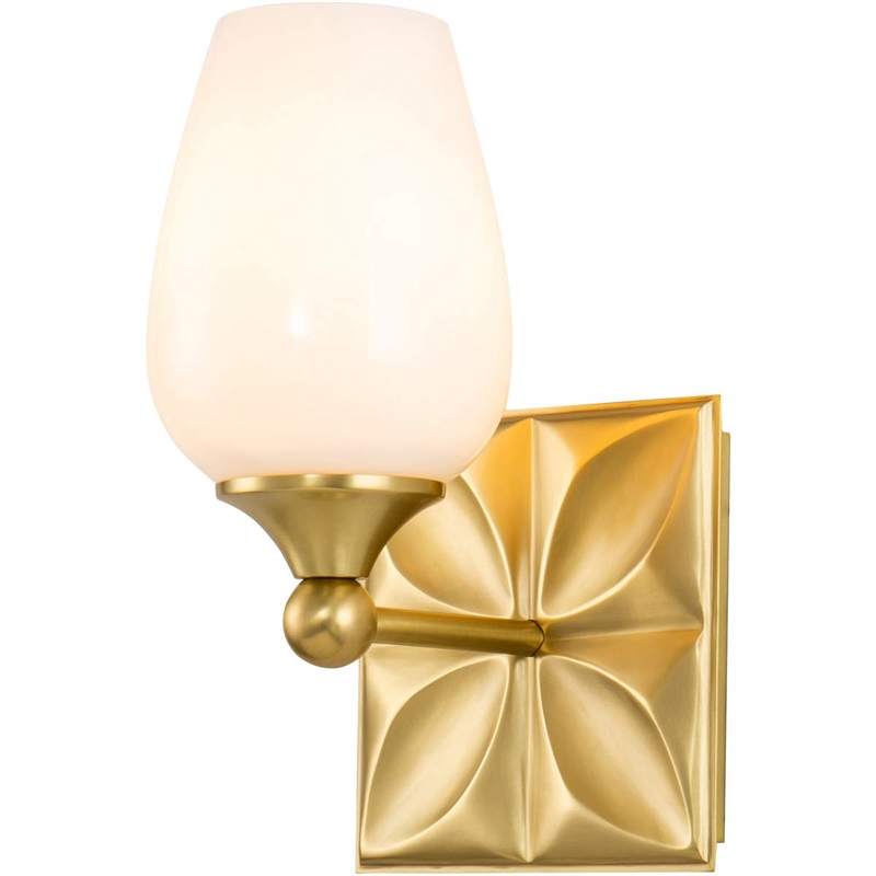 Bowery Hill Transitional 1-light Metal Bath Vanity Light in Aged Brass