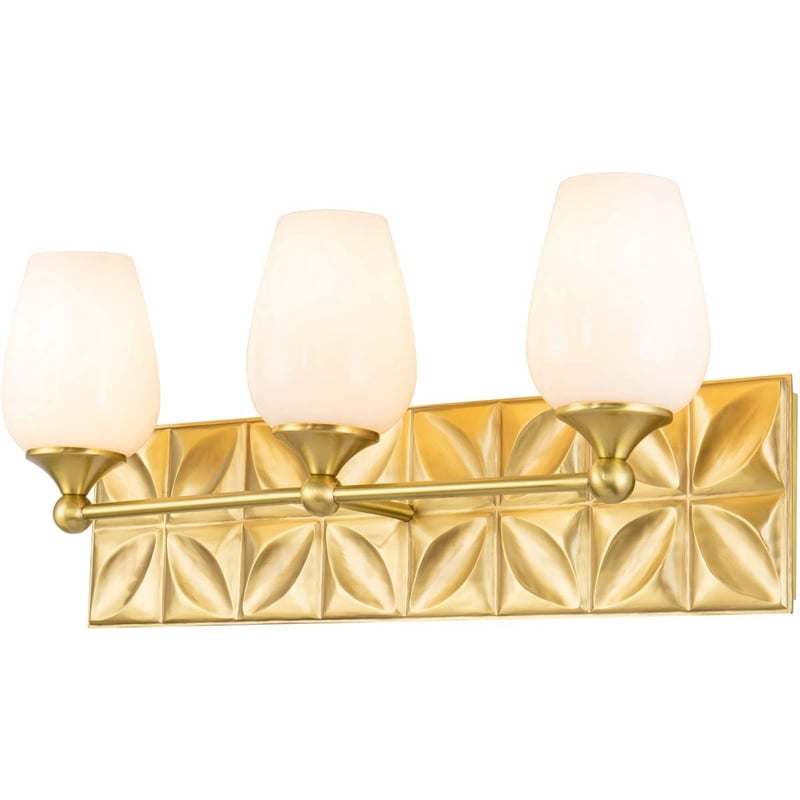 Bowery Hill Transitional 3-light Metal Bath Vanity Light in Aged Brass