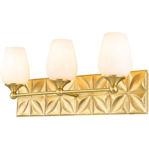 Bowery Hill Transitional 3-light Metal Bath Vanity Light in Aged Brass