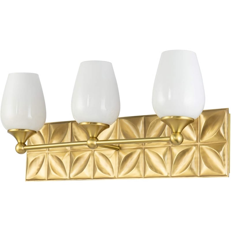 Bowery Hill Transitional 3-light Metal Bath Vanity Light in Aged Brass