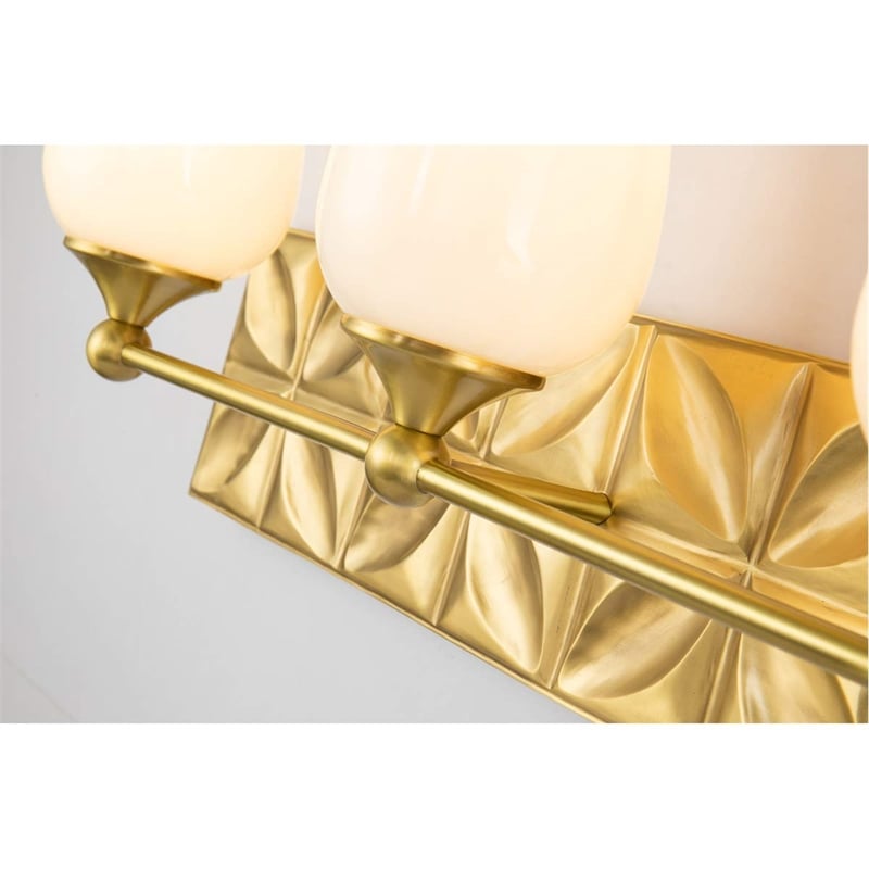 Bowery Hill Transitional 3-light Metal Bath Vanity Light in Aged Brass