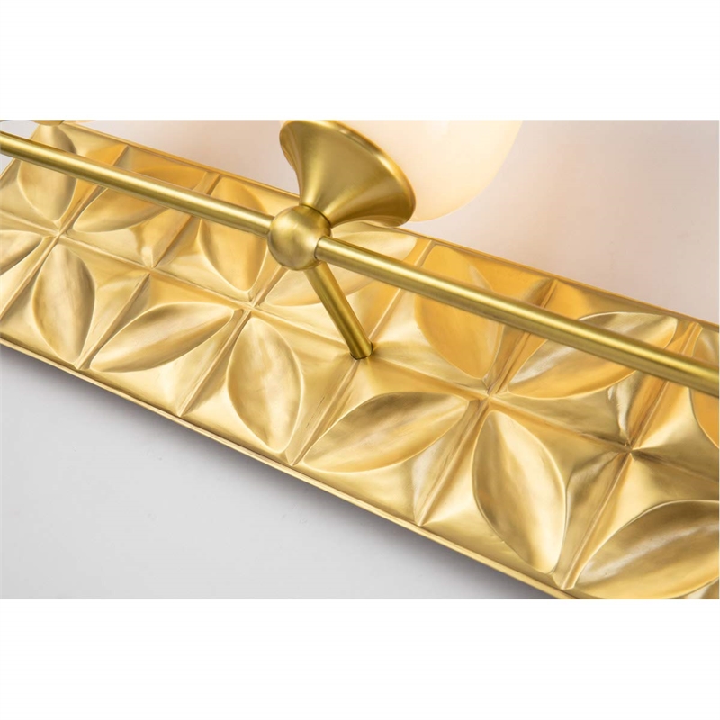 Bowery Hill Transitional 3-light Metal Bath Vanity Light in Aged Brass