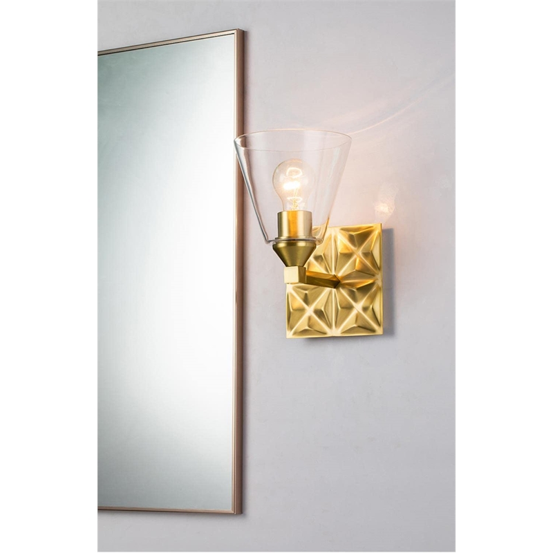 Bowery Hill Transitional 1-light Metal Bath Vanity Light in Aged Brass