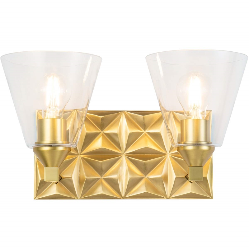 Bowery Hill Transitional 2-light Metal Bath Vanity Light in Aged Brass