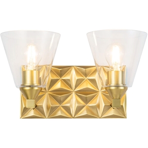Bowery Hill Transitional 2-light Metal Bath Vanity Light in Aged Brass