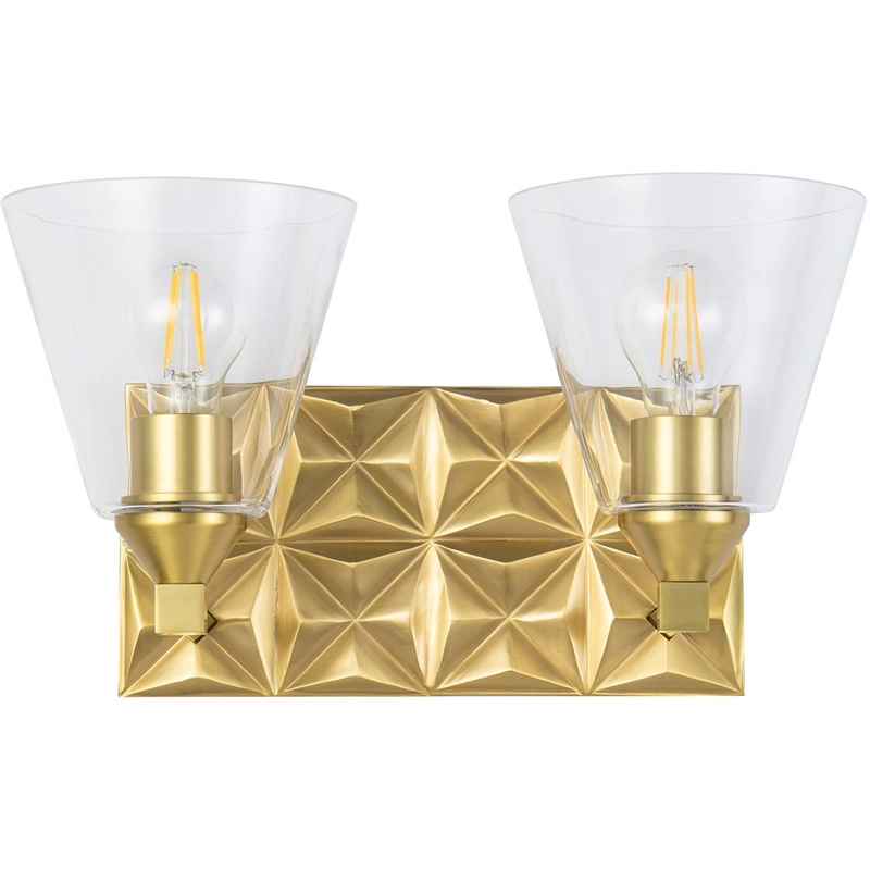 Bowery Hill Transitional 2-light Metal Bath Vanity Light in Aged Brass