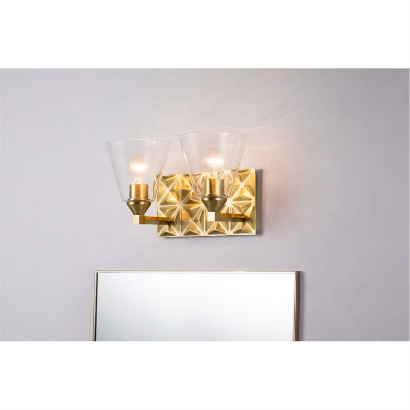 Bowery Hill Transitional 2-light Metal Bath Vanity Light in Aged Brass