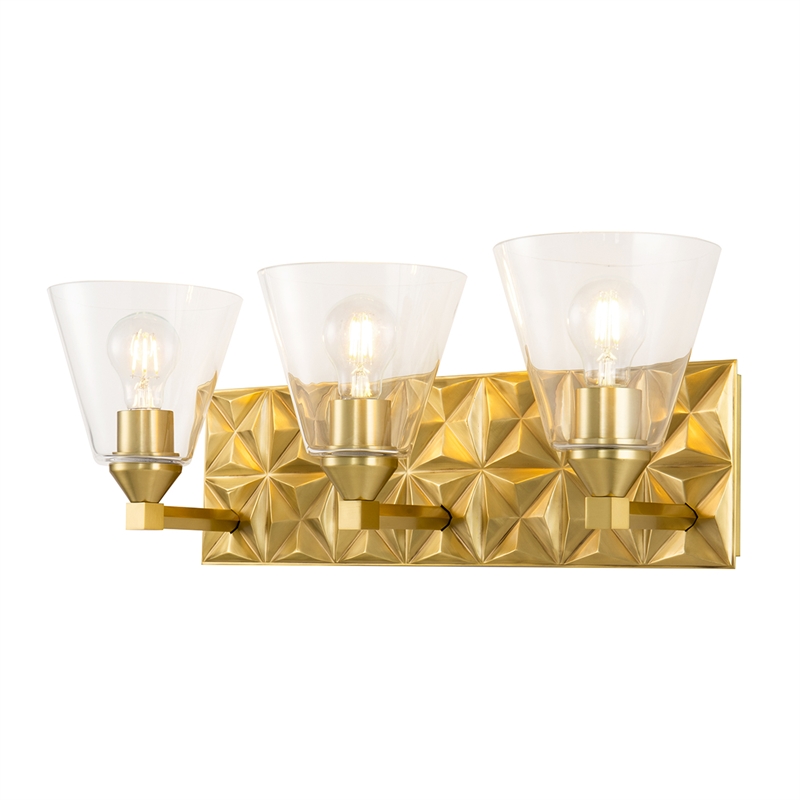 Bowery Hill Transitional 3-light Metal Bath Vanity Light in Aged Brass