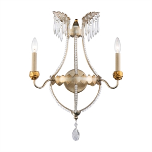 Bowery Hill 2-Light Traditional Metal Sconce in Distressed Silver/Gold